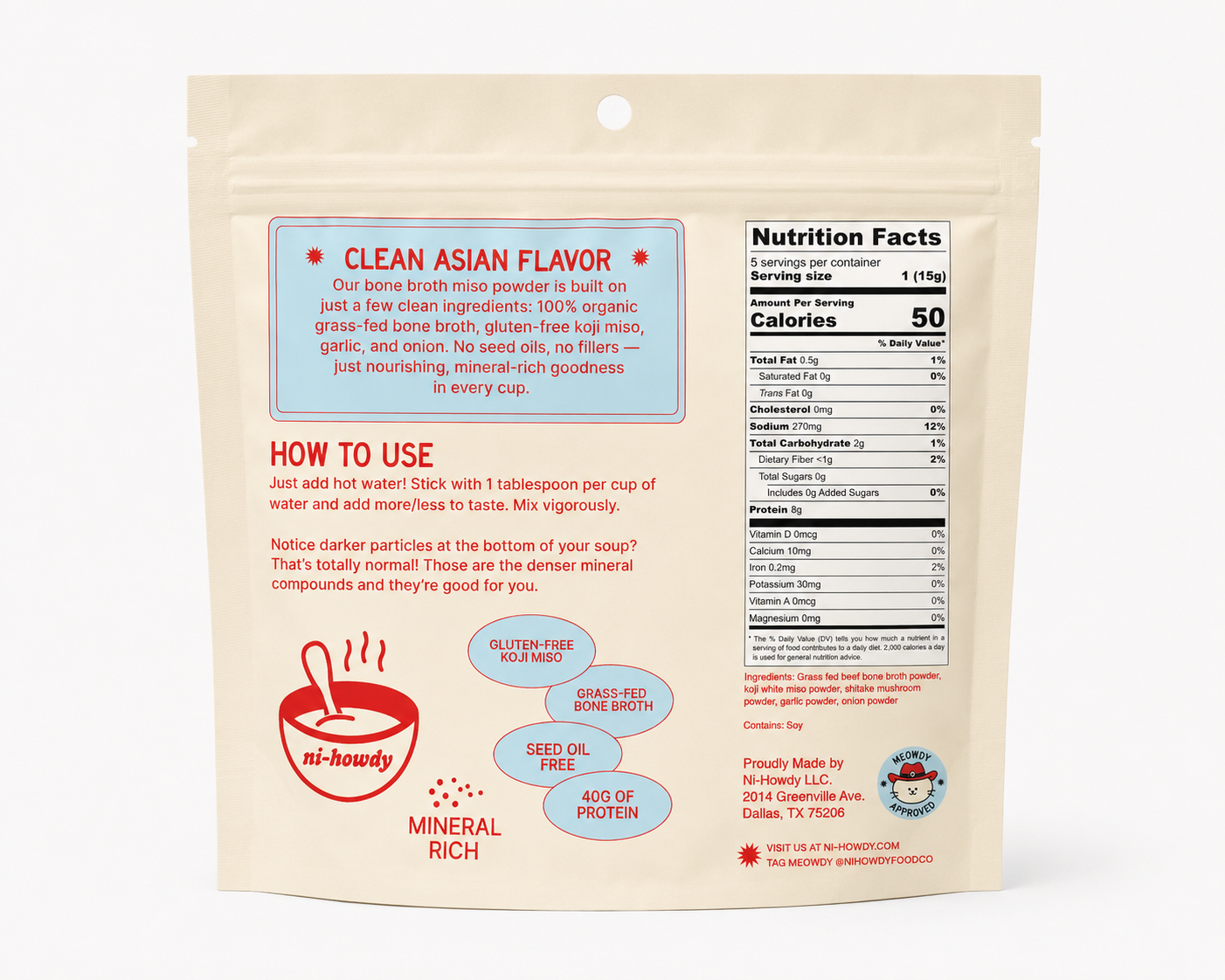 Instant Bone Broth Miso Powder | Seed Oil Free | Gluten Free | Preservative Free
